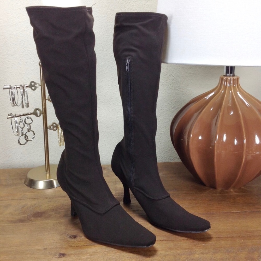 Enzo Angiolini Brown Pointed Knee Sock Boots - Picture 8 of 8